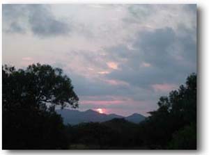 Zonsondergang op de Bayala Game Lodge